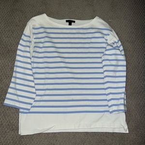 J.Crew Boat Neck Blue and White Striped Long Sleeve